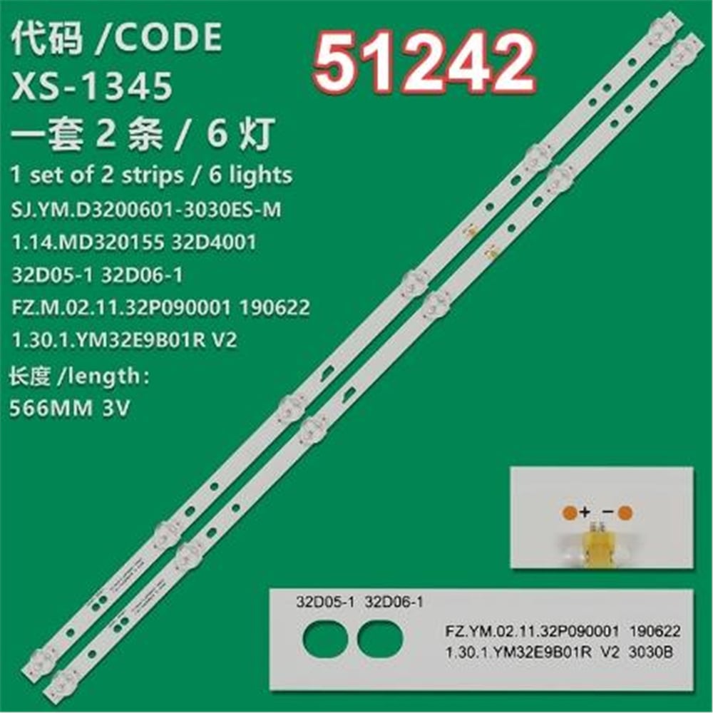 Weko Wkset-6242 36944X2 Sj.Ym.D3200601-3030Es-M 6 Ledli 56,50 Cm 3V   2 Adet Led Bar (3V6led56,5Cm) - Tv Led Bar