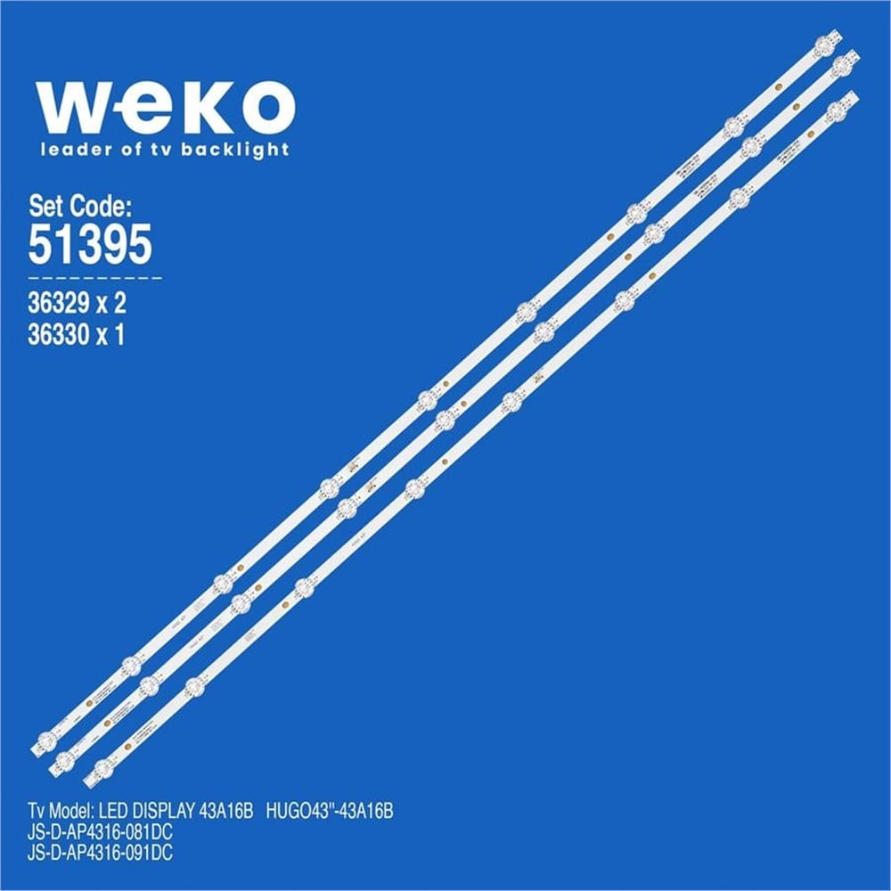 Weko Wkset-6395 36329X2 36330X1 Js-D-Ap4316-081Dc/91Dc  3 Adet Led Bar - Tv Led Bar