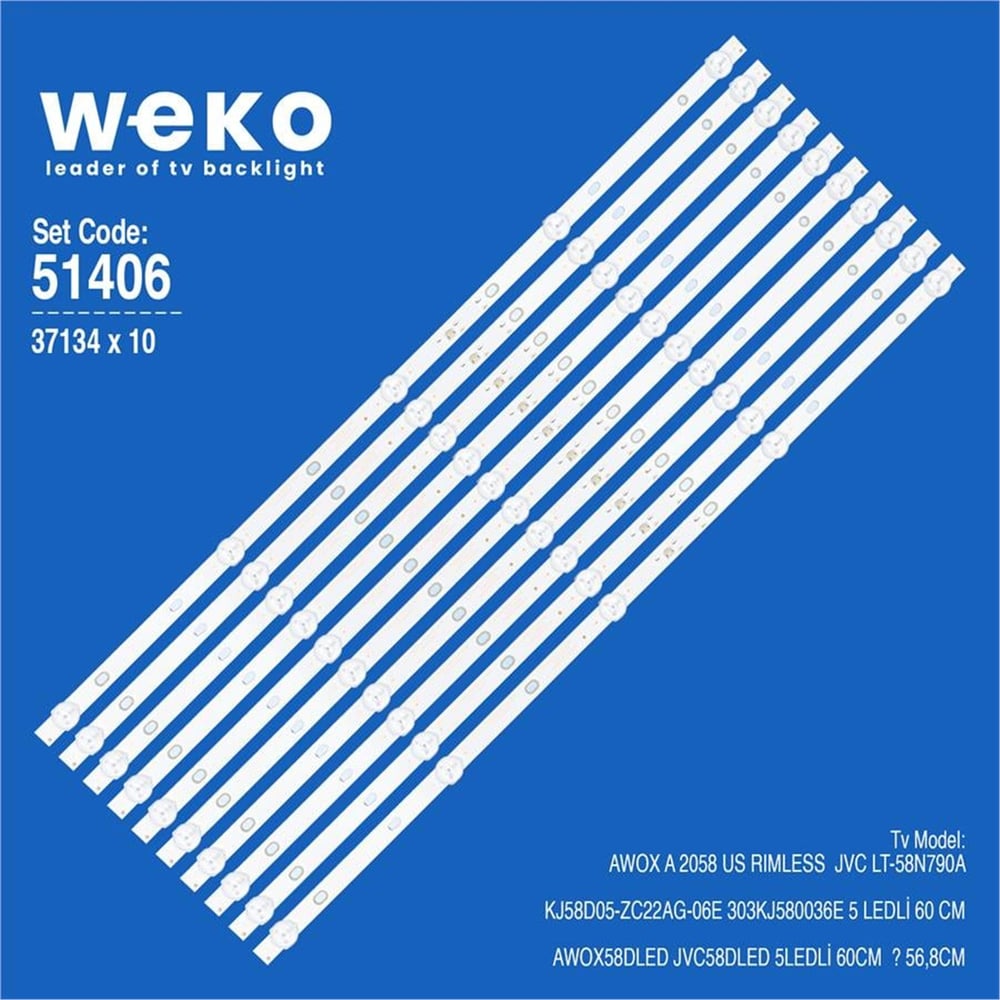 Weko Wkset-6406 37134X10 Kj58d05-Zc22ag-06E 303Kj580036e  10 Adet Led Bar - Tv Led Bar
