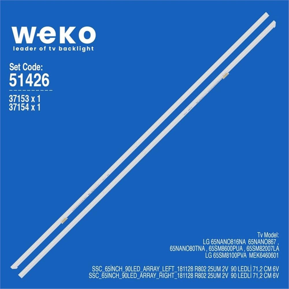 Weko Wkset-6426 37153X1 37154X1 Ssc_65İnch_90Led_Array_Left/Rıght_181128  2 Adet Led Bar (90Led) - Tv Led Bar