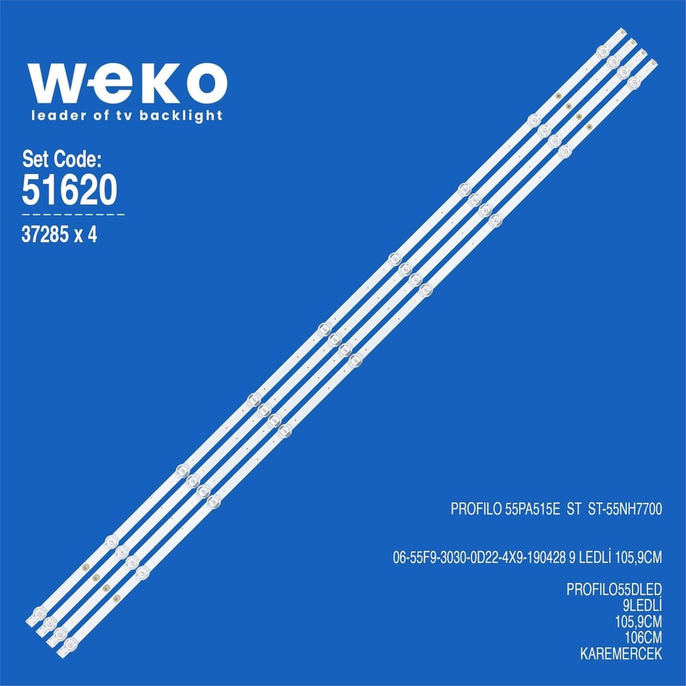 Weko Wkset-6620 37285X4 06-55F9-3030-0022-4X9-190428  4 Adet Led Bar - Tv Led Bar