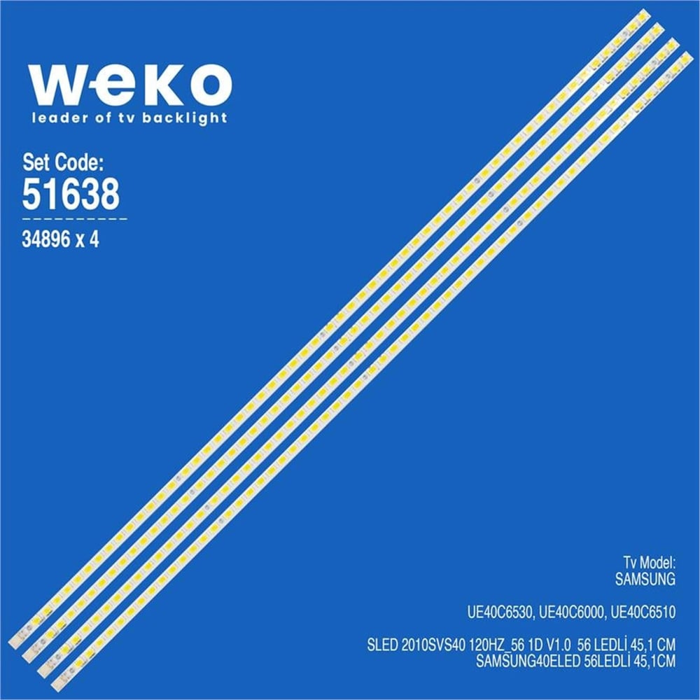 Weko Wkset-6638 34896X4 Sled 2010Svs40 120Hz_56 1D V1.0  4 Adet Led Bar (56Led) - Tv Led Bar