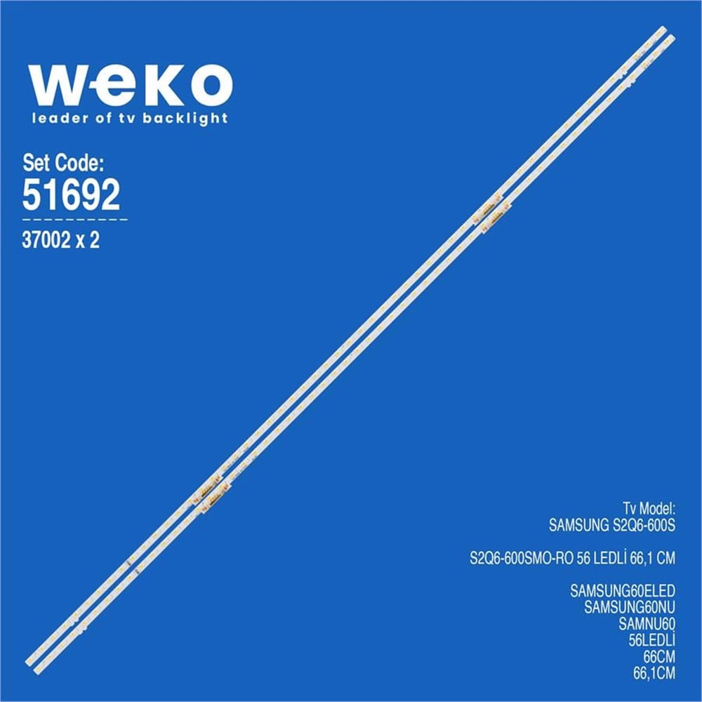 Weko Wkset-6692 37002X2 S2Q6-600Sm0-R0  2 Adet Led Bar Two Color (İki Renk) (56Led) - Tv Led Bar