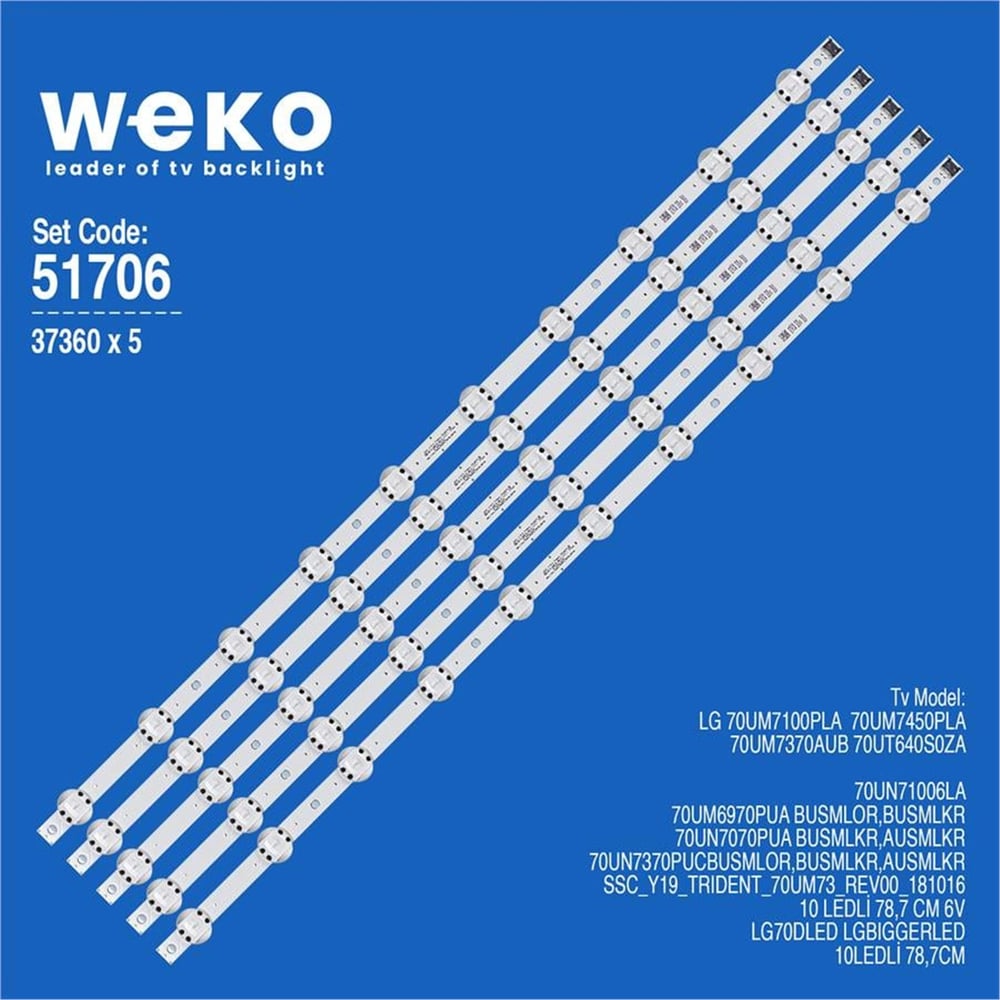 Weko Wkset-6706 37360X5 Ssc_Y19_Trıdent_70Um73_S  5 Adet Led Bar - Tv Led Bar