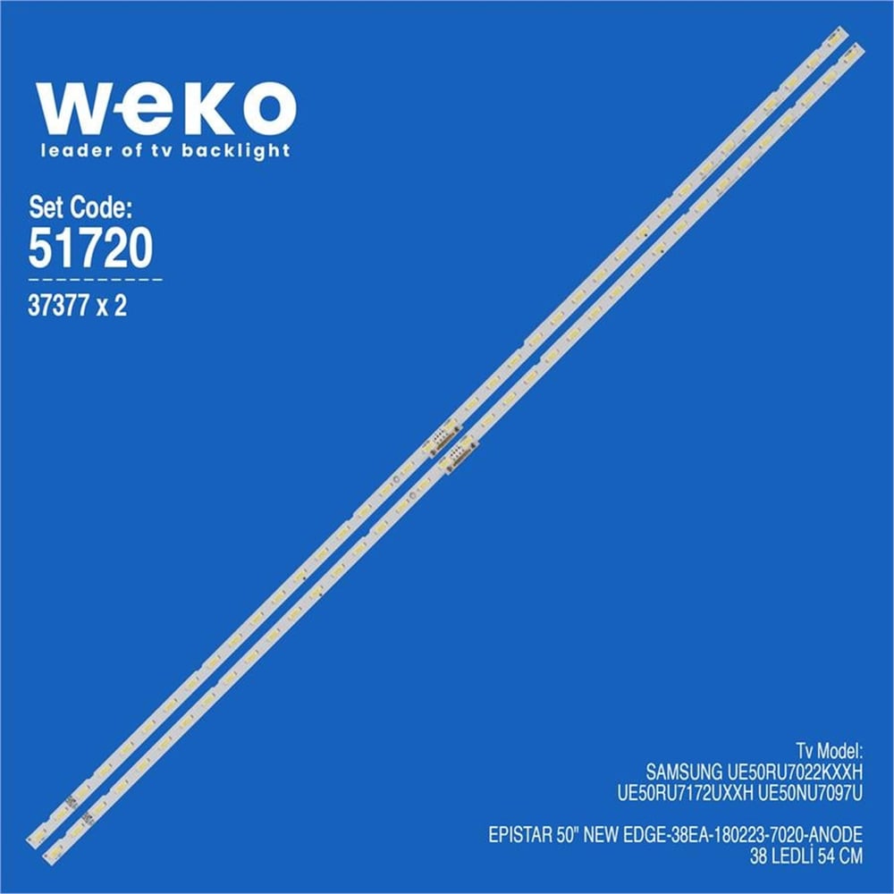 Weko Wkset-6720 37377X2 Epıstar 50 New Edge-38Ea-180223-7020-Anode  2 Adet Led Bar (38Led) - Tv Led Bar