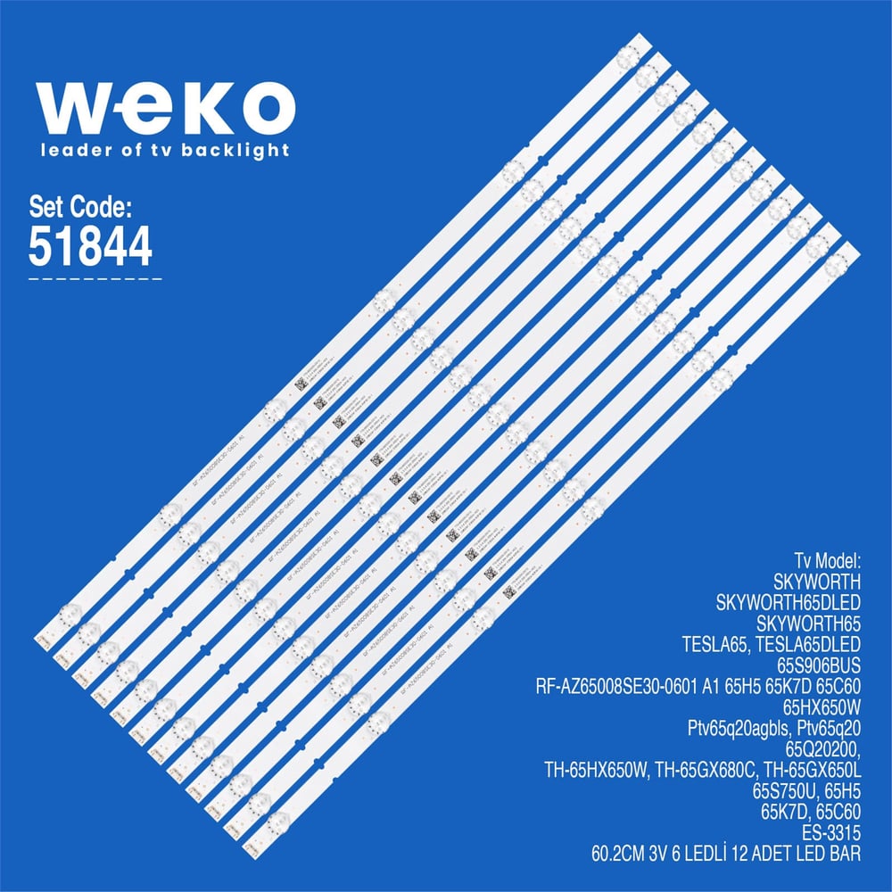 Mert-er Elektronik WKSET-6844 RF-AZ65008SE30-0601-A1 3V 60.2 CM 6 LEDLİ (12 ADET LED BAR) - Kategorisiz