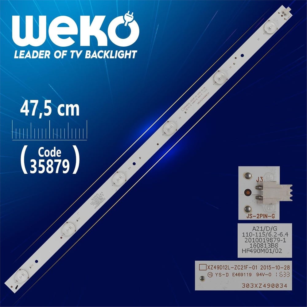 Weko XZ49D12L-ZC21F-01 - 303XZ490034 - 6 Ledli 47.5 Cm - WK-1341 Led Tv Bar - Tv Led Bar