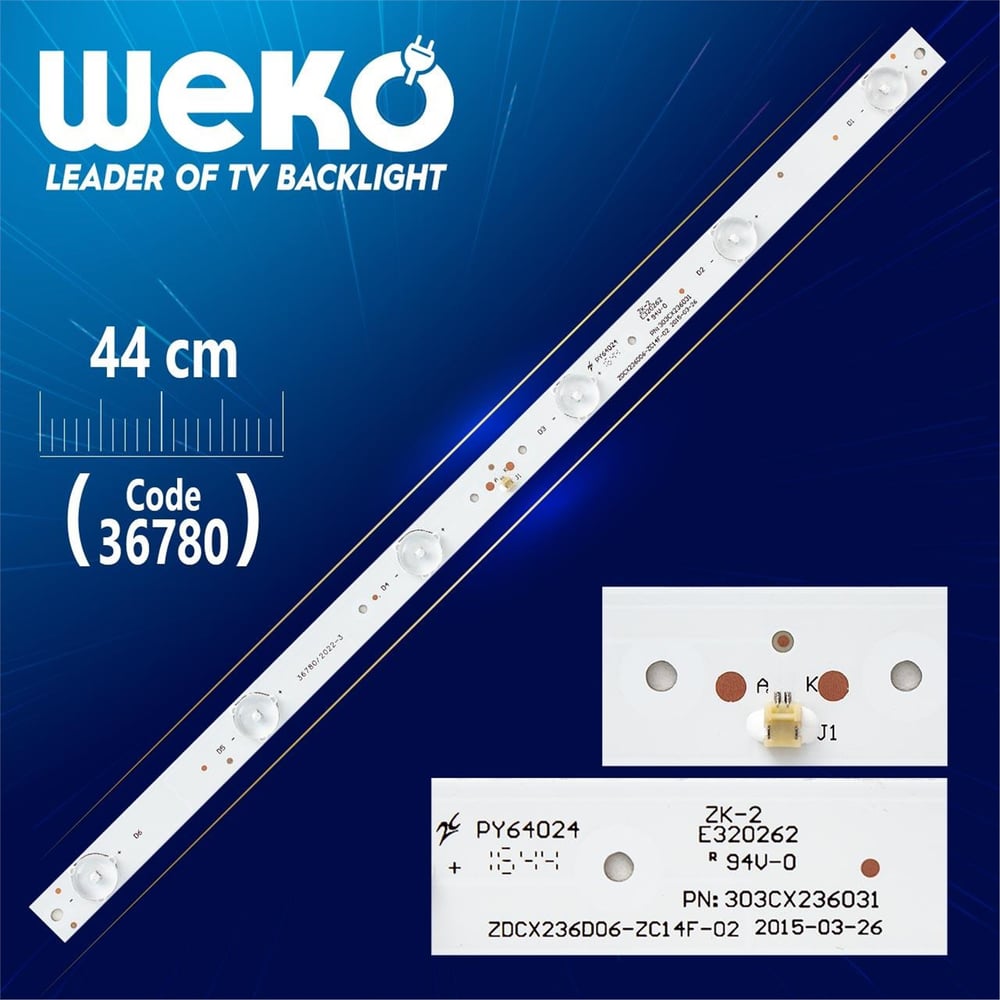 Weko ZDCX236D06-ZC14F-02 303CX236031 6 LEDLİ 44 CM - Tv Led Bar - Tv Led Bar