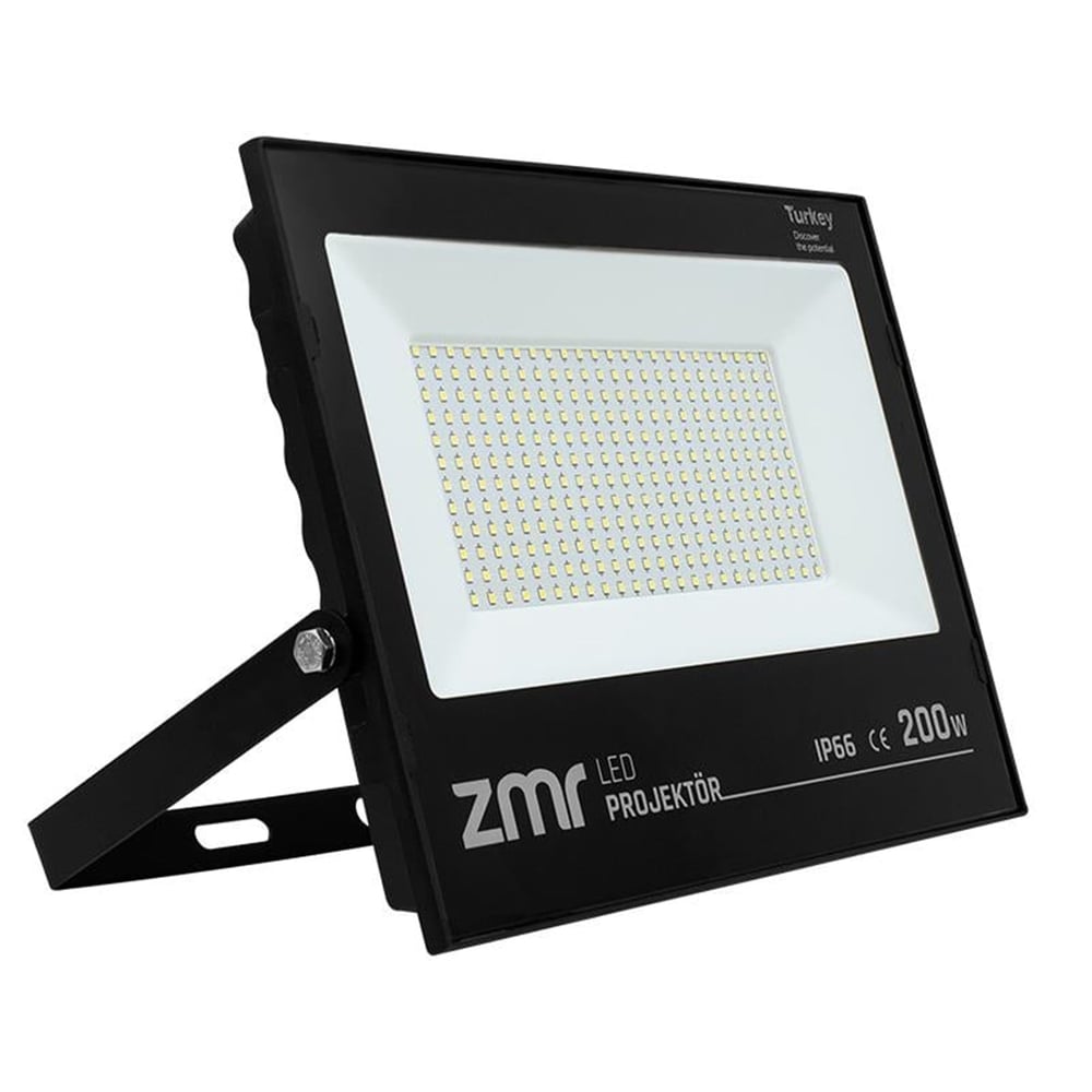 Zmr Zmr 200 Watt Beyaz 6500k Ip66 150* Işık Açısı 220 Volt Siyah Slim Kasa Led Projektör - Led Projektör