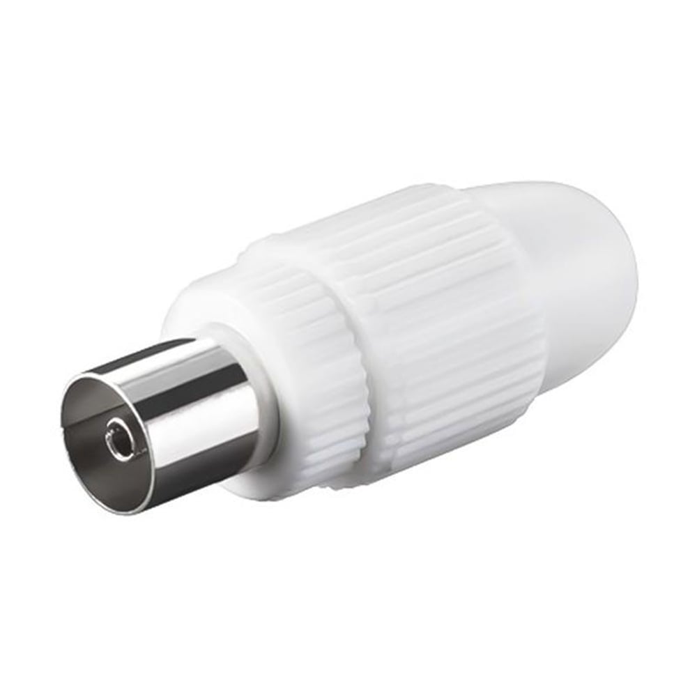 Powermaster ZP 33002 Beyaz Düz Tip İthal Dişi 60 Ohm Anten TV Fişi (100 Adet) - Fiş - Jack - Şase - Buton - Konnektör