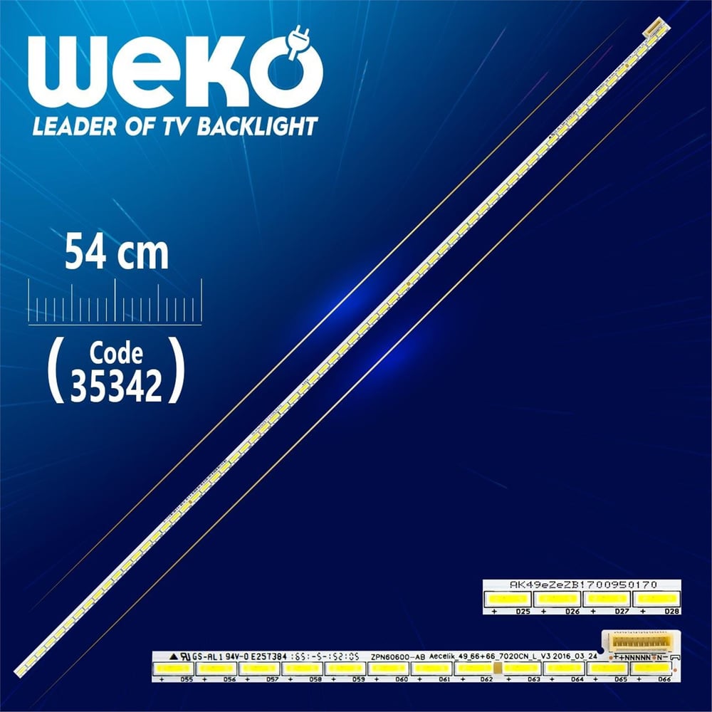Weko ZPN60600 - AB , ARÇELİK _ 49 _ 66+66_7020CN_L_V3 2016_03_24 - 66 LEDLİ - 54 CM   (WK-955) - Tv Led Bar - Tv Led Bar