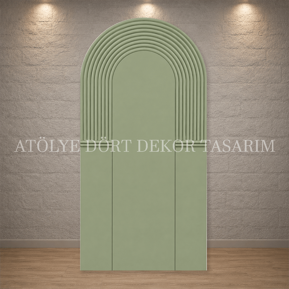 Ahşap Görünümlü Yeşil Konseptli Arka Fon