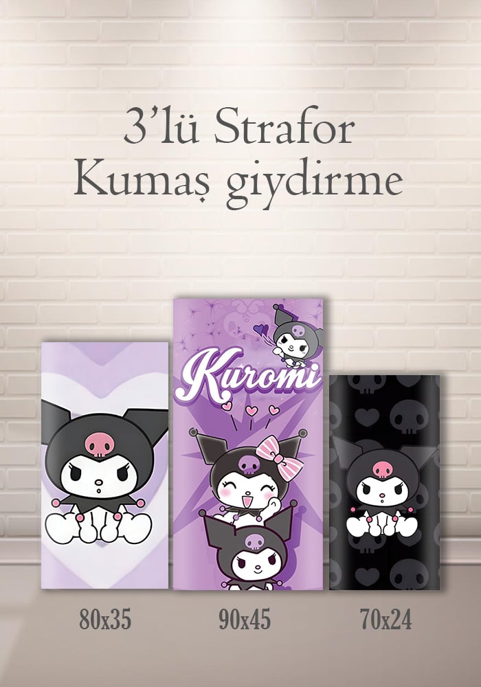 Kuromi 3lü Strafor Kumaş Giydirme