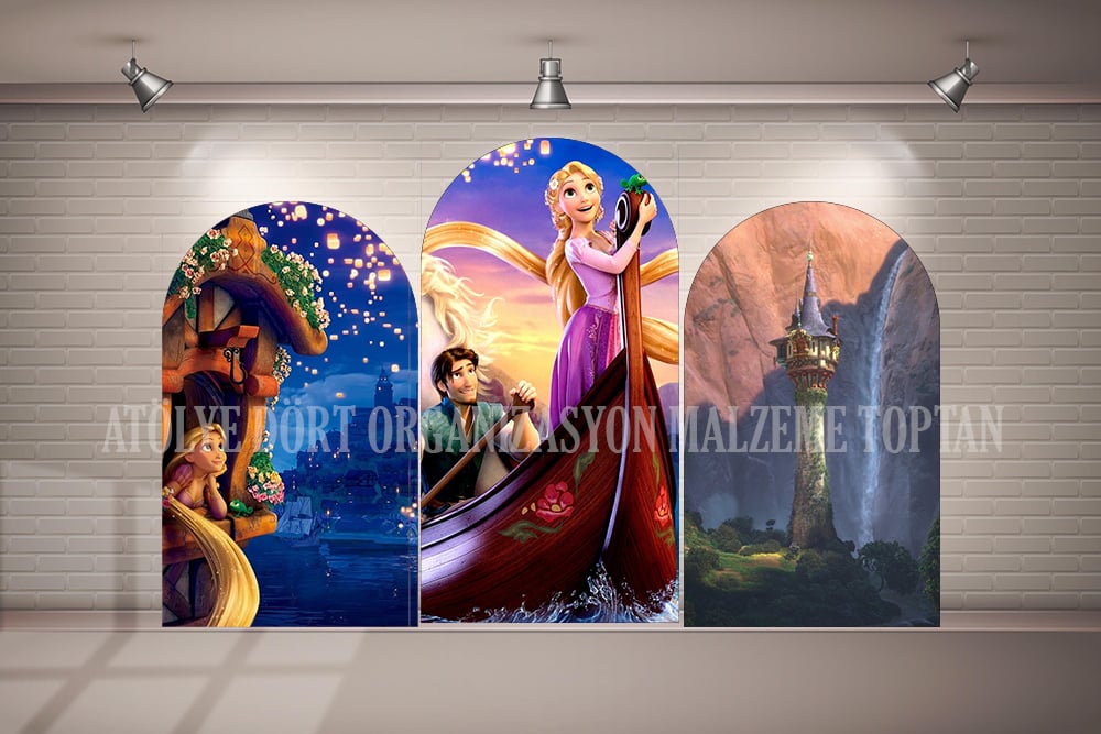 Rapunzel 3lü Arka Fon (Branda)