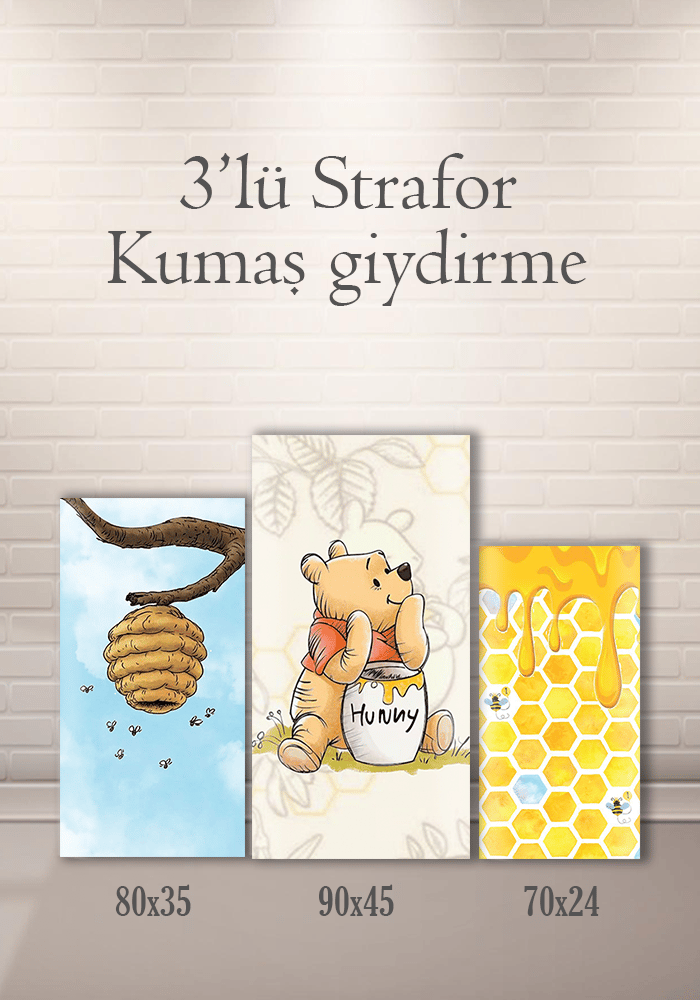 Winnie The Pooh 3lü Strafor Kumaş Giydirme