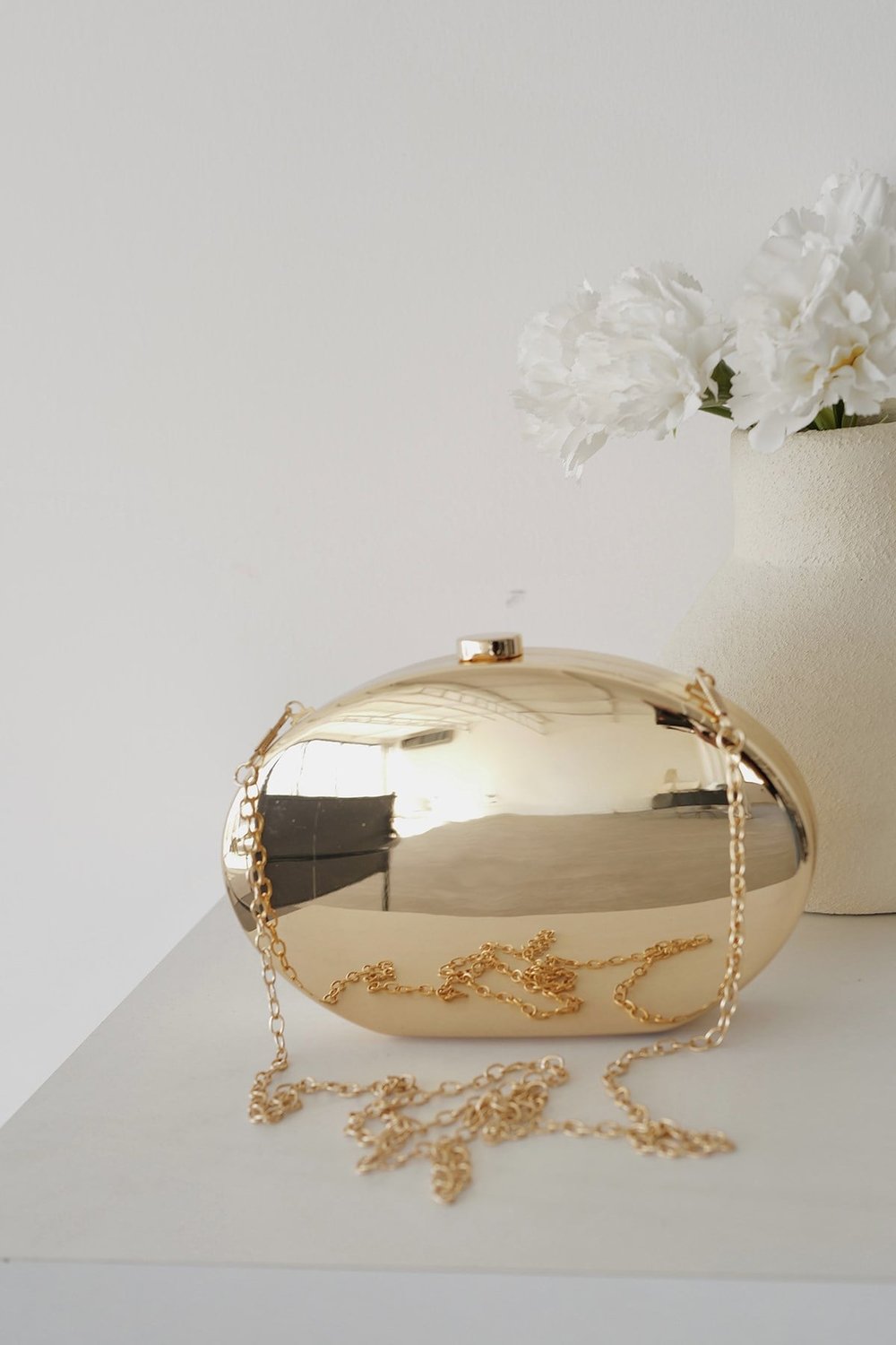 Metalik Oval Çanta