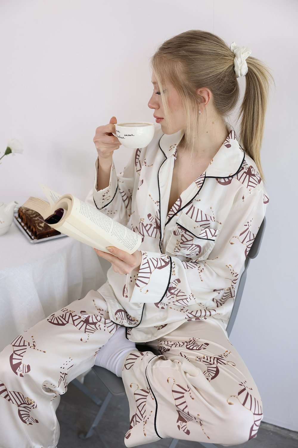 Desenli Uzun Kollu Pijama Takımı