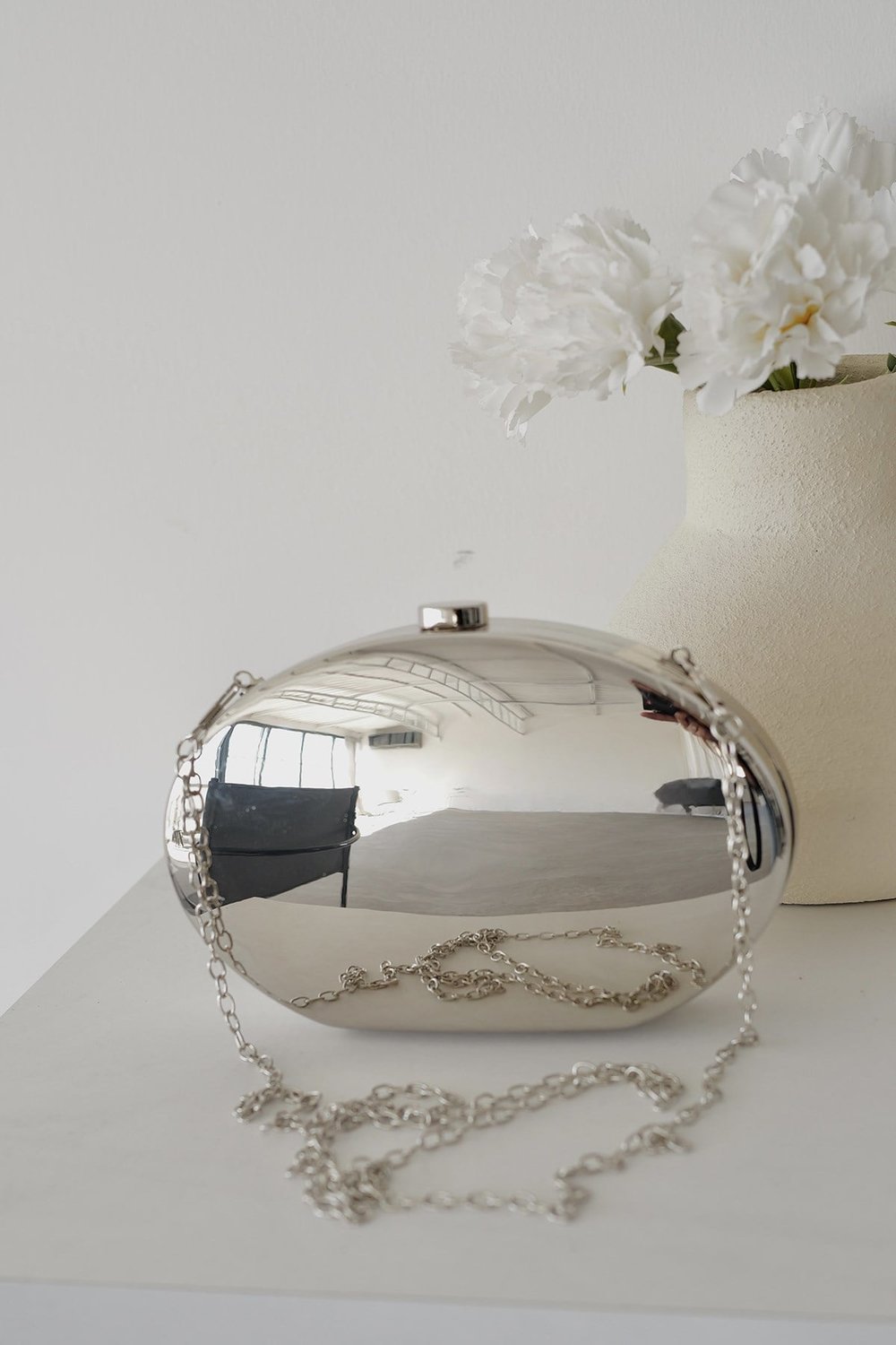 Metalik Oval Çanta
