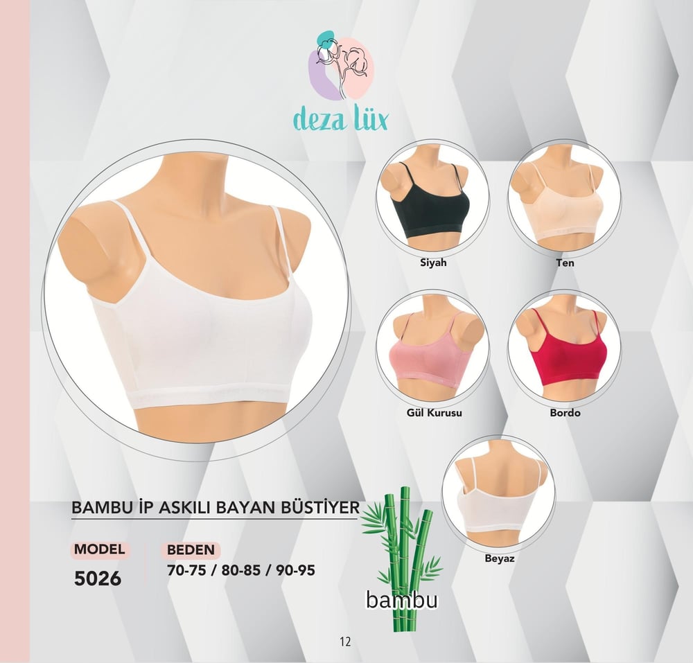 Dondeza 5026 Bambu İp Askılı Bayan Büstiyer 6'lı Paket