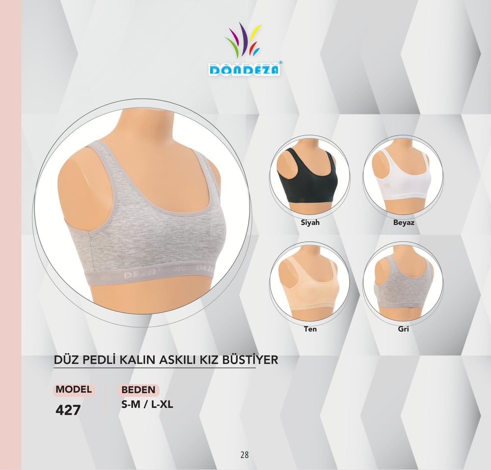 Dondeza Düz Pedli Kalın Askılı Kız Büstiyer (6'lı Paket) 427