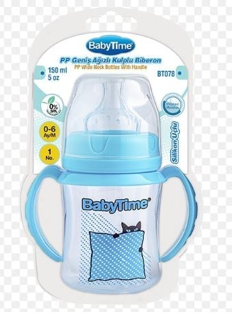 BABYTİME Geniş Ağız Kulplu Biberon 150 Ml BT078
