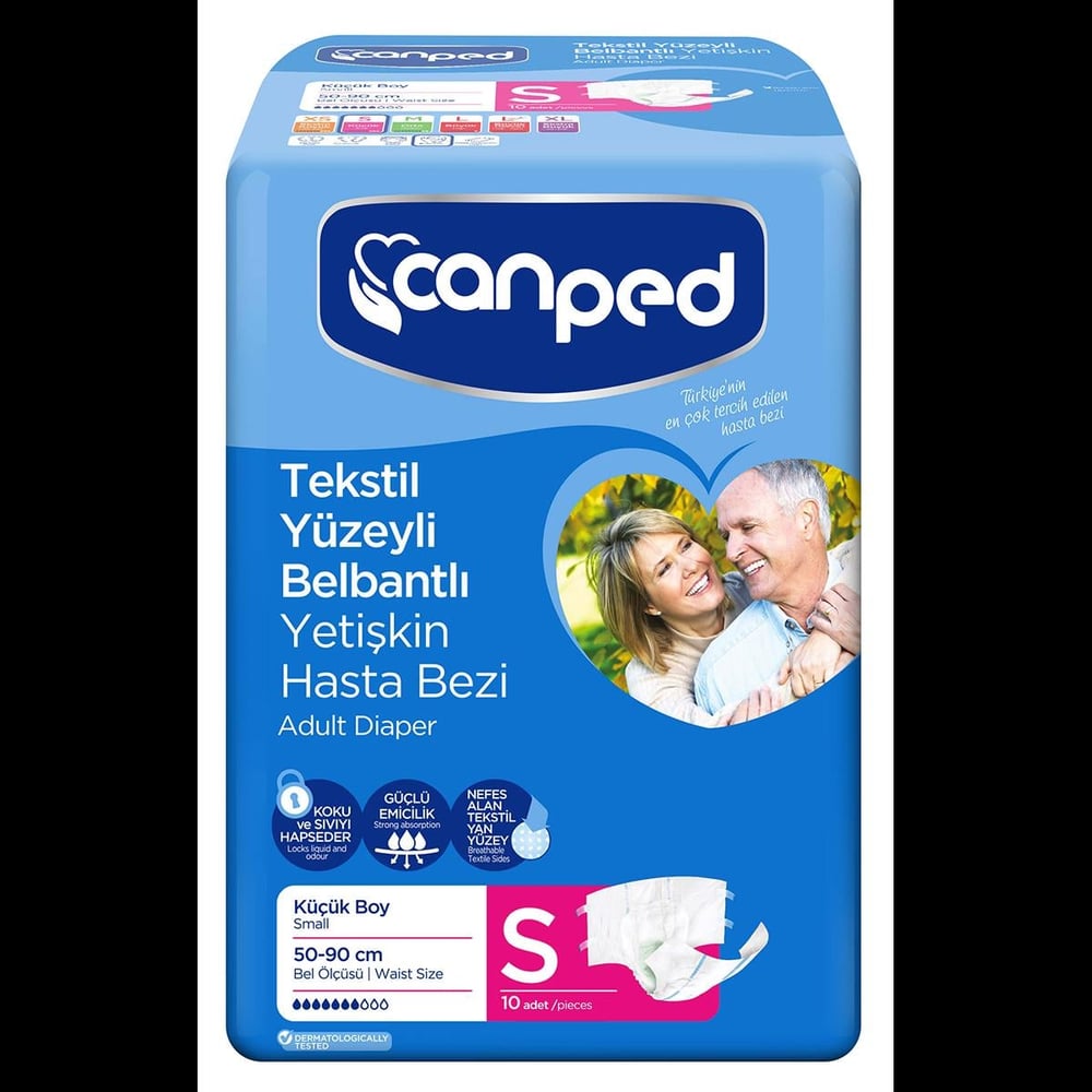 Canped Tekstil Yüzeyli Belbantlı Yetişkin Hasta Bezi Small 9adet
