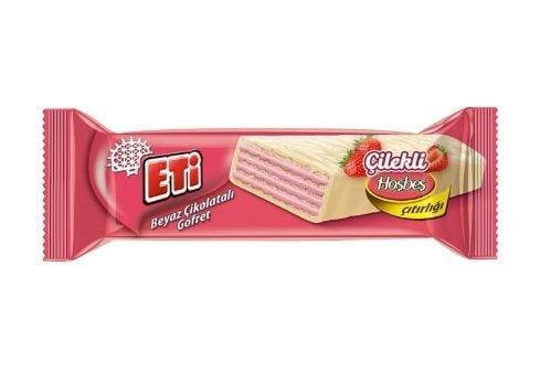 Eti Beyaz Çikolata Kaplı Çilek Kremalı Gofret 29gr