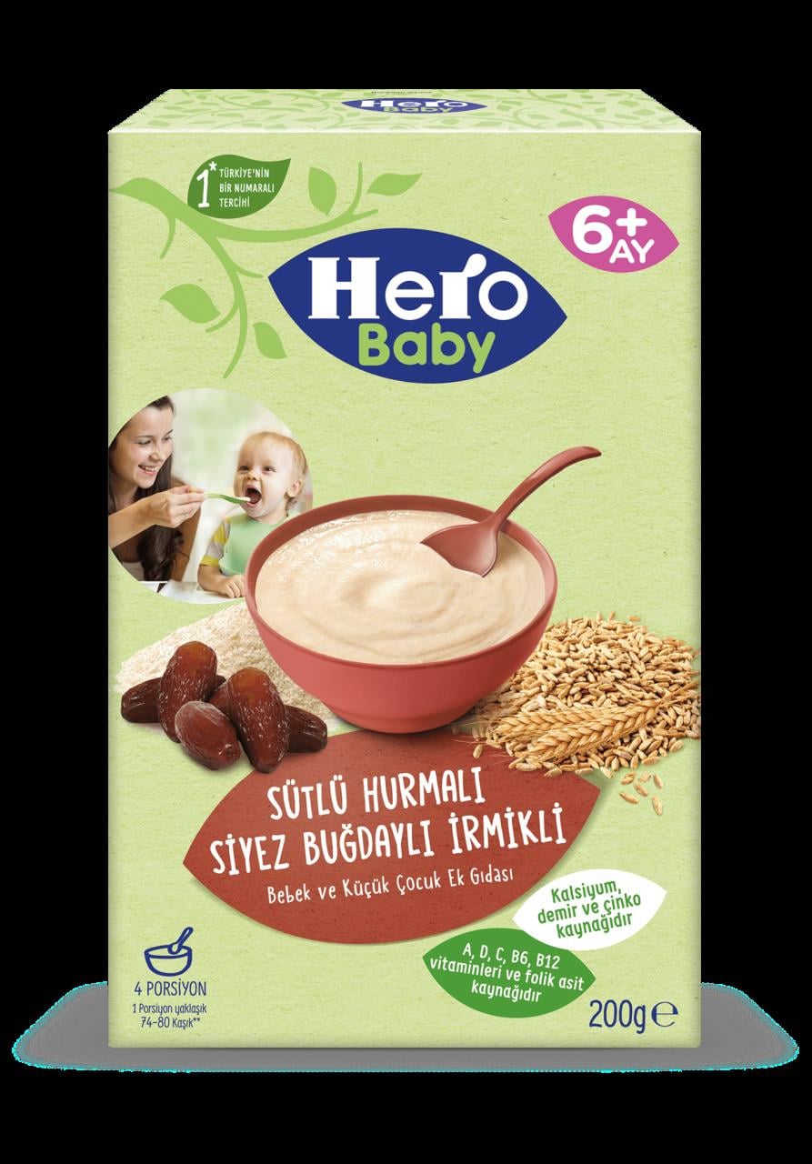Hero Baby Sütlü Hurmalı Siyez Buğdaylı İrmikli 200gr