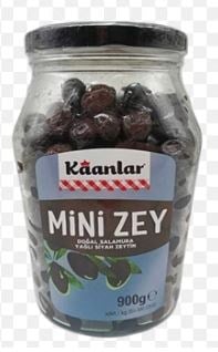 Kaanlar Mini Zey Doğal Salamura Yağlı Siyah Zeytin 900 gr