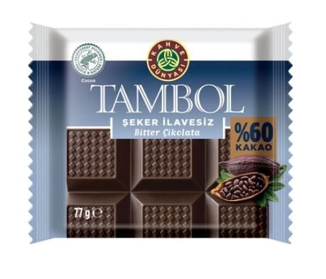 Kahve Dünyası Tambol %60 Bitter Şekersiz Çikolata 77gr