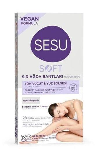 Sesu Soft Tüm Vücut & Yüz Bölgesi Sir Ağda Bantları Hassas Ciltler 32'li
