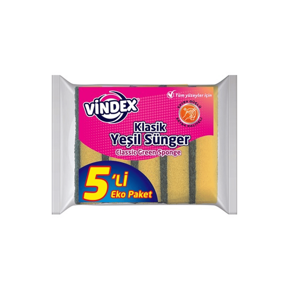 Vindex Klasik Yeşil Sünger 5'li