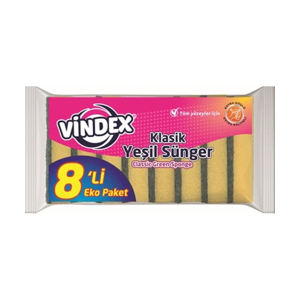 Vindex Klasik Yeşil Sünger 8'li
