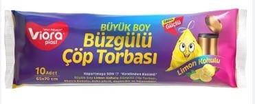 Viora Büzgülü Limon Kokulu Büyük Boy Çöp Poşeti 10'lu