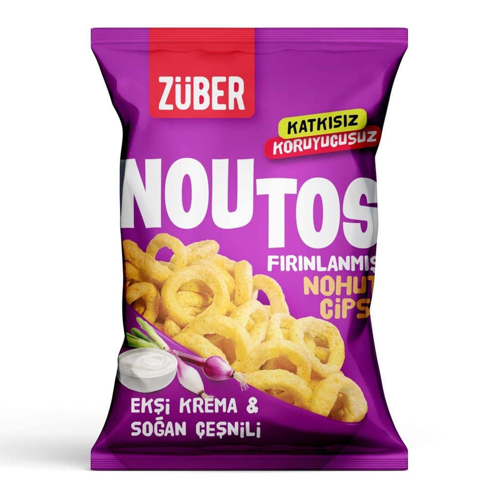 Züber Noutos Fırınlanmış Nohut Cipsi Ekşi Kremalı Soğan Çeşnili 55gr