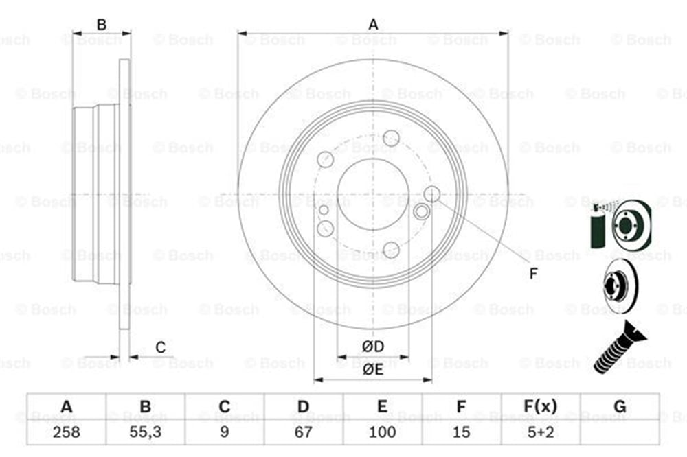 BOSCH 0986478188 - Fren Diski Arka - Mercedes W124-201