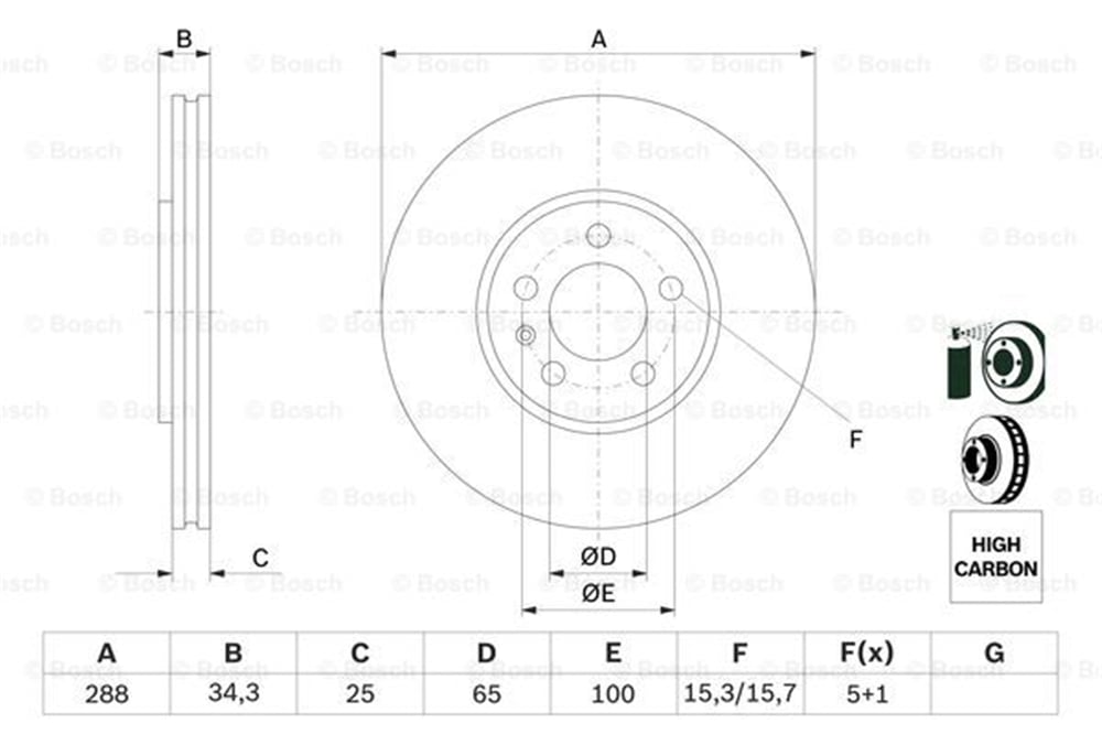 BOSCH 0986478867 - Fren Diski Ön - Vw Polo-ibiza-fabia