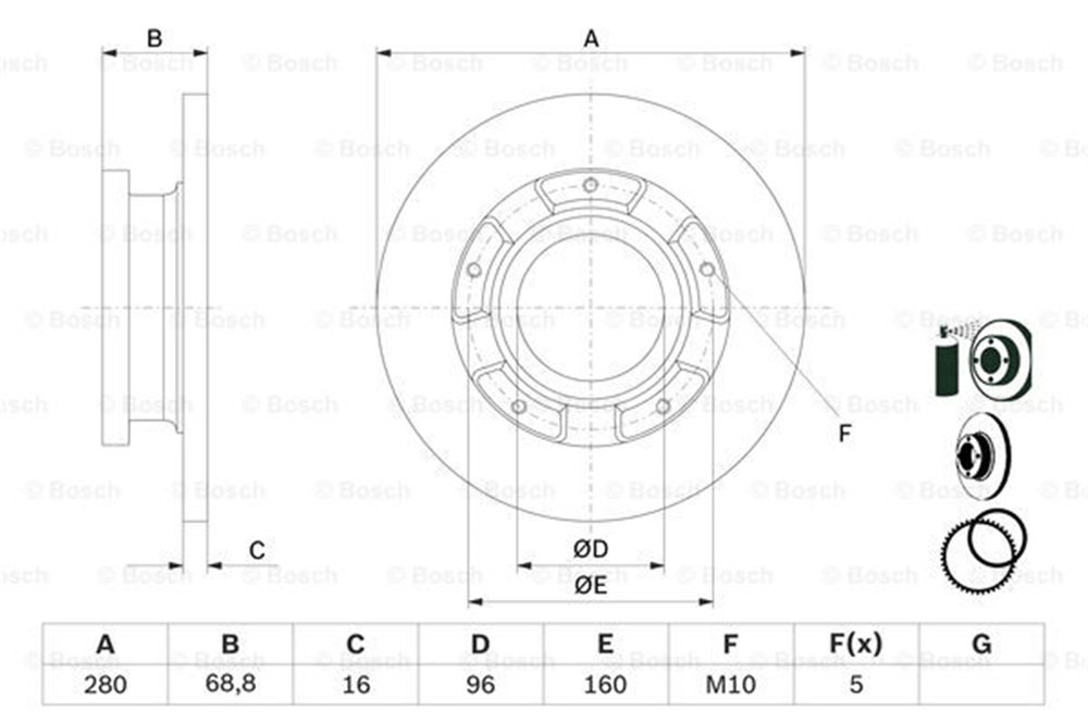 BOSCH 0986479401 - Fren Diski Arka - Ford Transit V-347