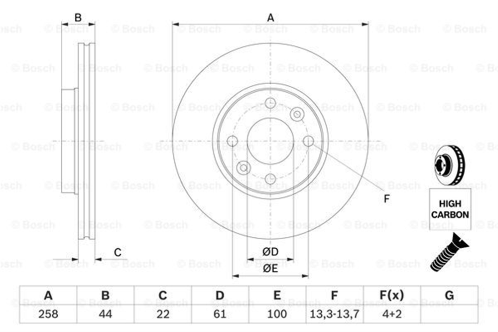 BOSCH 0986479556 - Fren Diski Ön - Renault Kango Ii/dokker/lodgy/citan