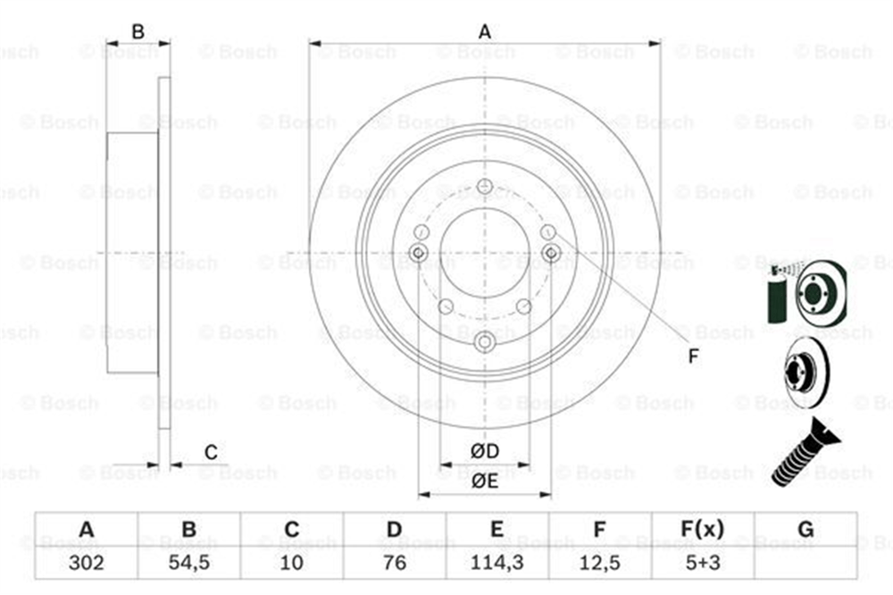 BOSCH 0986479E43 - Fren Diski Arka - Kore Tucson 4x2/sportage.