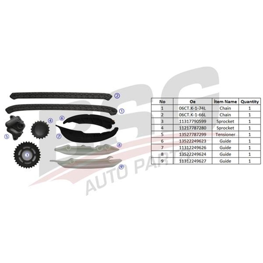 BSG 15-102-012 - Eksantrik Zincir Seti - Bmw E46-e87-e90-e91-e92-e93-e60-e61-e63-e64-e65-e66-x3 E83-x3 E83 Lci-x5 E53-x5 E70-