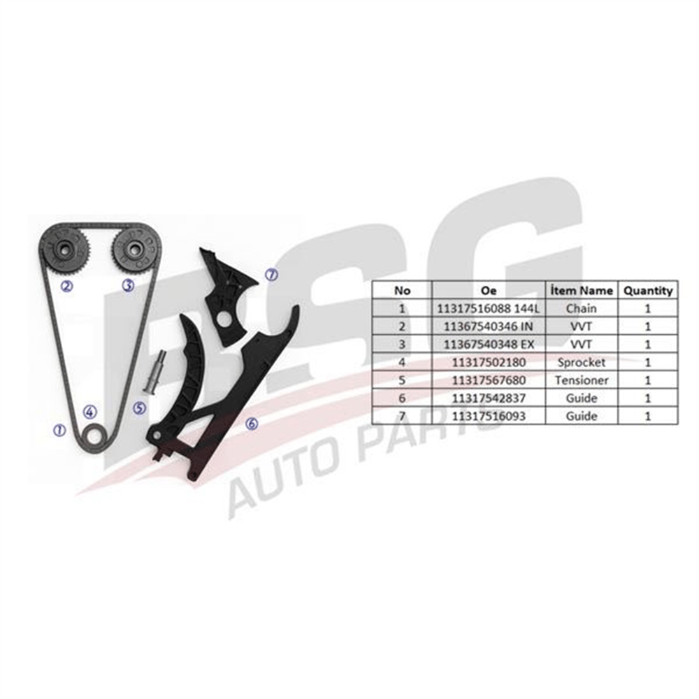 BSG 15-102-014 - Eksantrik Zincir Seti - Bmw E81-e82-e87-e88-e90-e91-e92-e93-e60-e61-f10-f11-e63 Lci-e64 Lci-7f01-f02-x6 E71