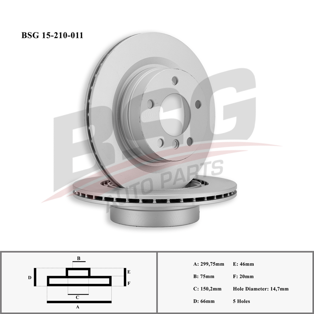 BSG 15-210-011 - Fren Diski Arka - Bmw E81-e87-e90-e91-e92-e93