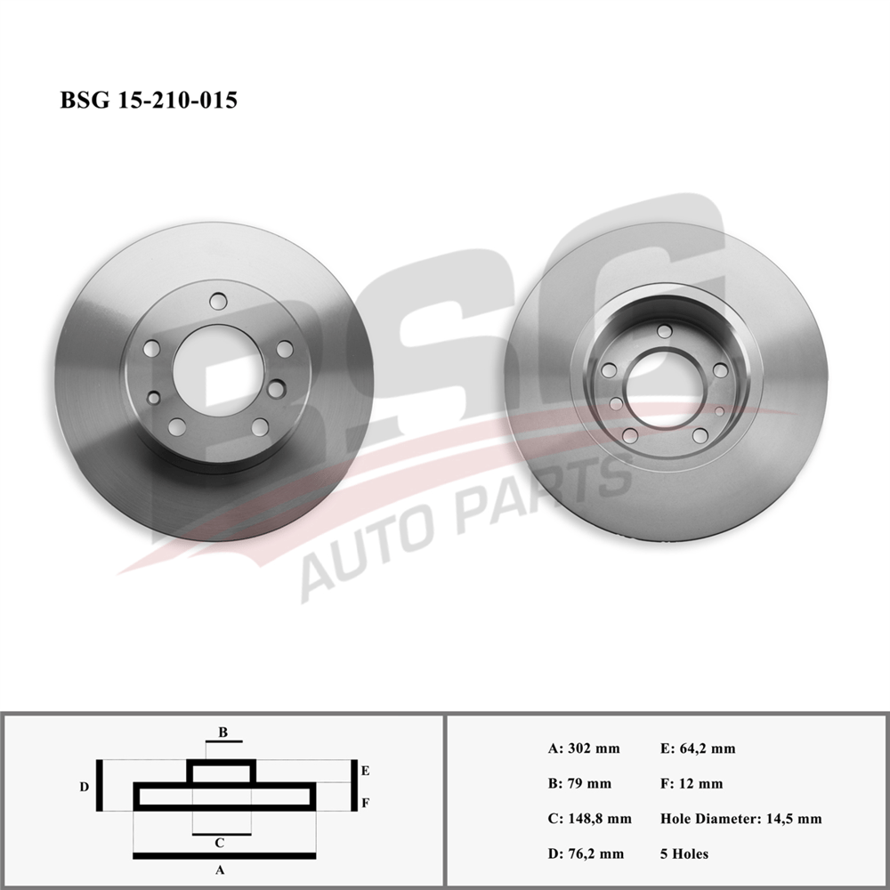 BSG 15-210-015 - Fren Diski Ön - Bmw E34