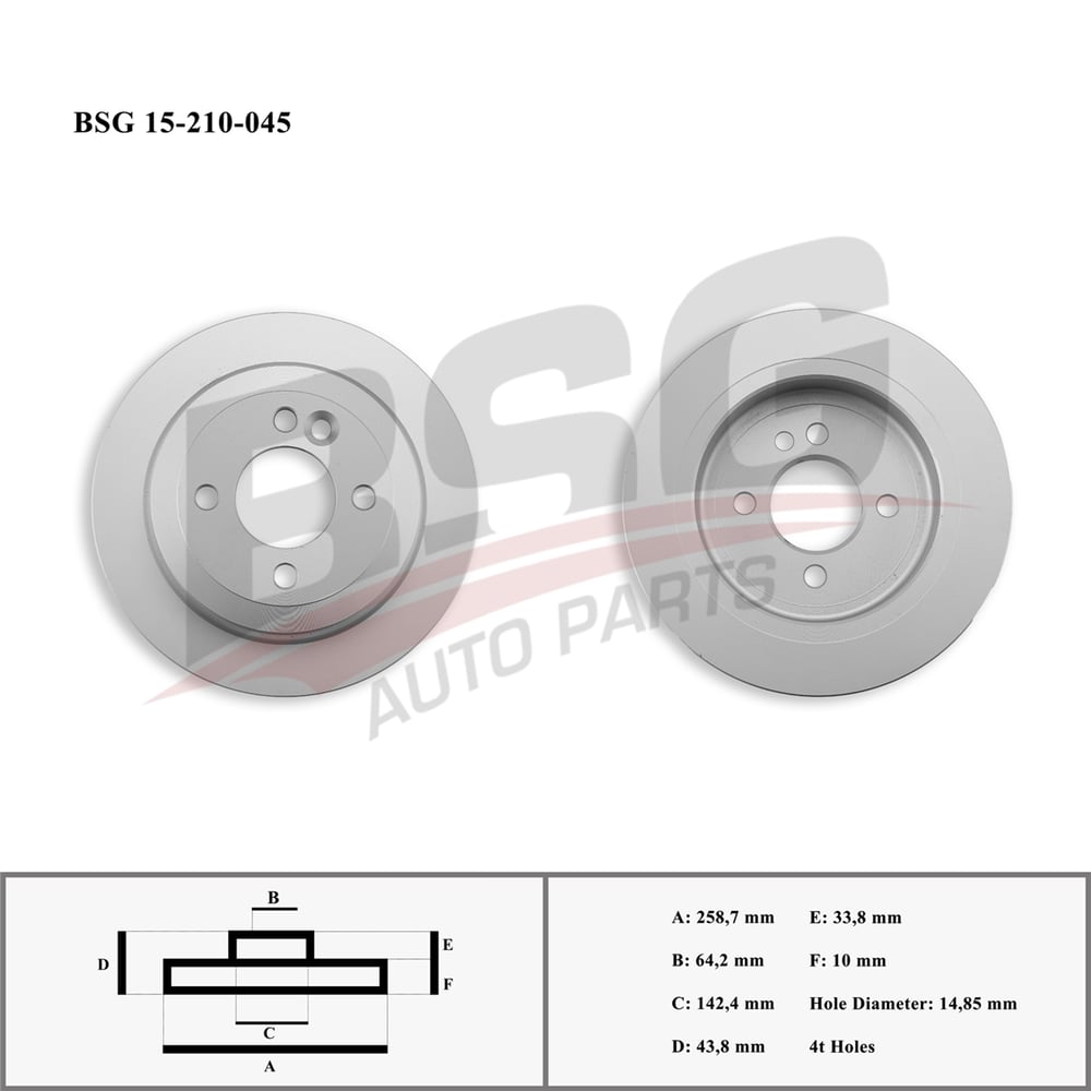 BSG 15-210-045 - Fren Diski Arka - Bmw Mini R50-r52-r53-r55-r56-r57-r58-r59