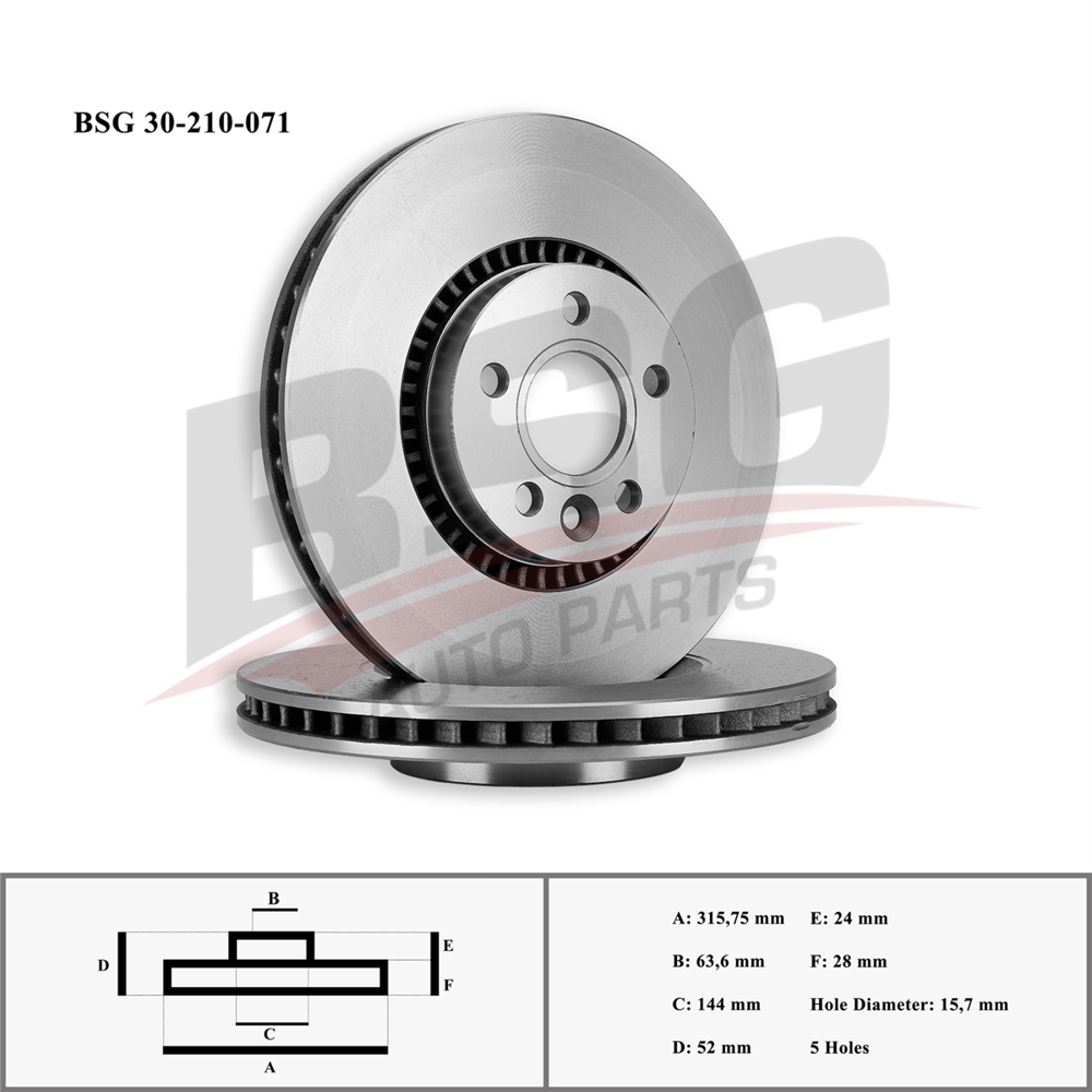 BSG 30-210-071 - Fren Diski Ön - Ford Galaxy/s60/s80/v60/v70/freelander 2