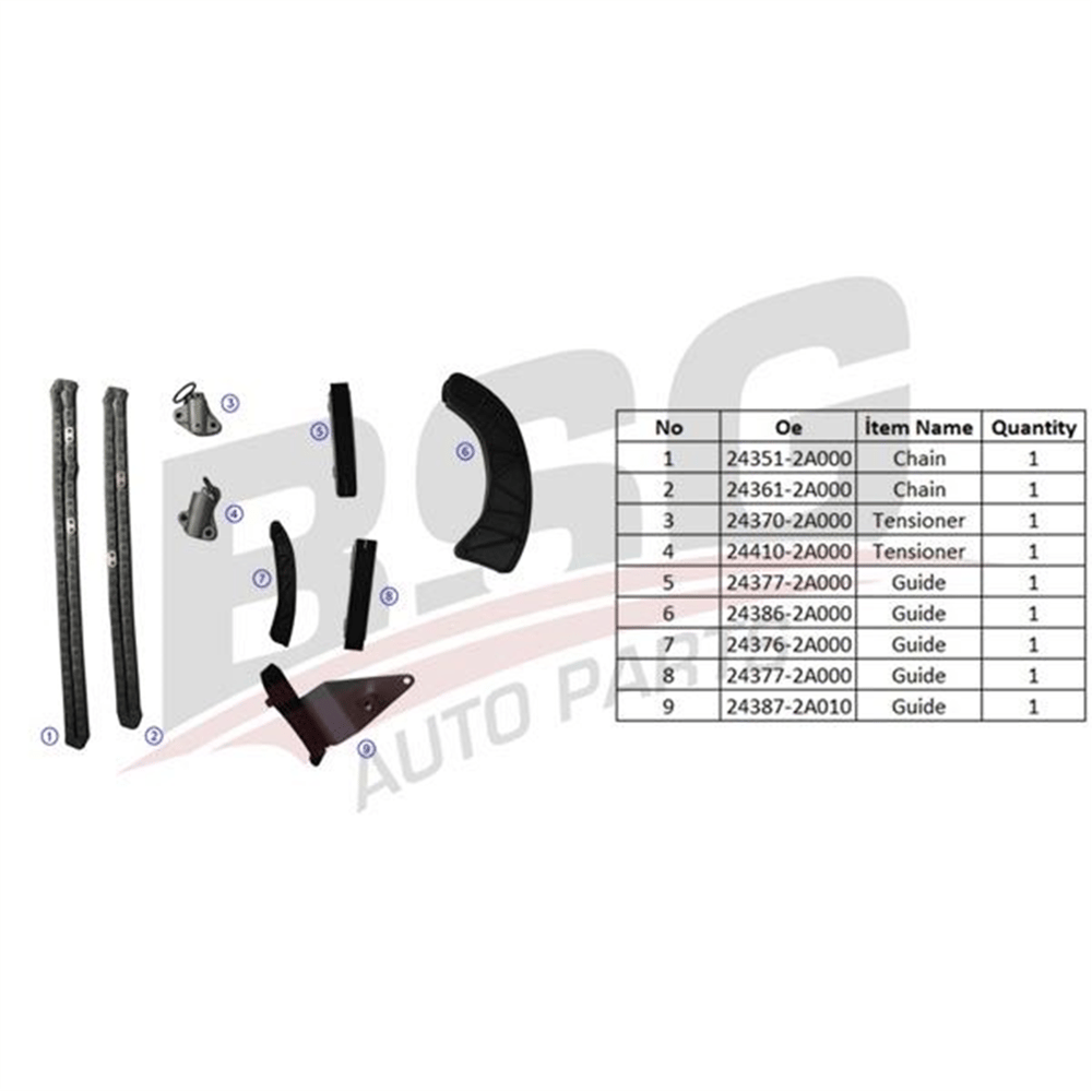 BSG 40-102-012 - Eksantrik Zincir Seti - Kore Accent Era/getz/i20/i30/ceed/cerato/rio