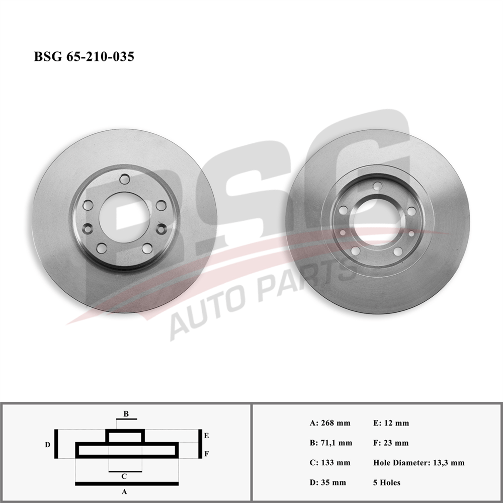 BSG 65-210-035 - Fren Diski Arka - Opel Grandland X Combo E 3008