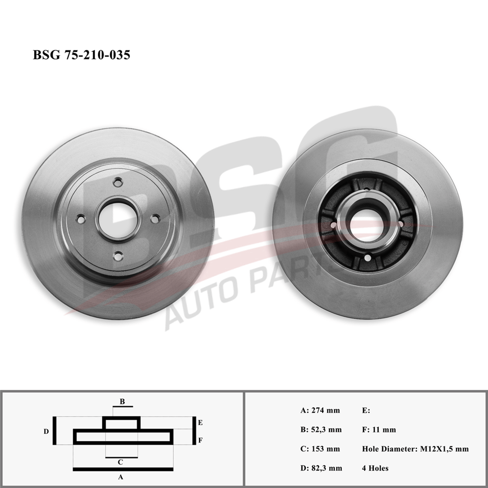 BSG 75-210-035 - Fren Diski Arka - Renault Megane I / Scénic I