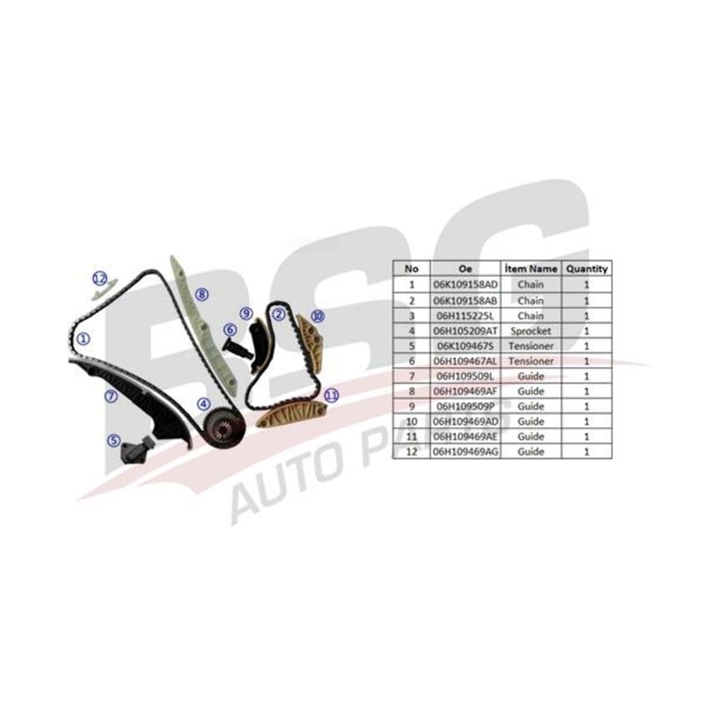 BSG 90-102-008 - Eksantrik Zincir Seti - Vw A3-a4-a5-a6-q3-q5